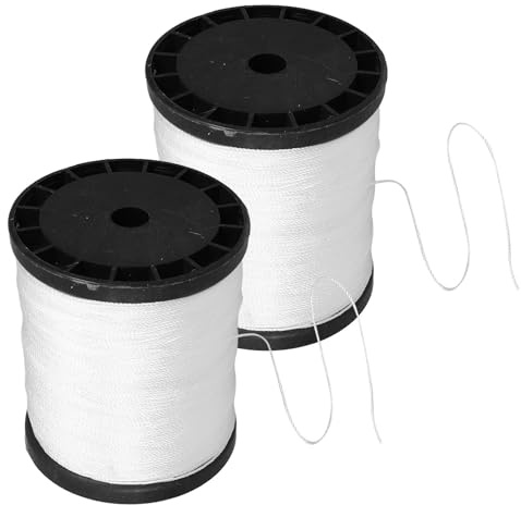 PLAFOPE Cuerda de Nailon para Construcción Retorcida Color Claro, 2 Rollos de Cordel de Albañil Durable de 0,195 Kg, Línea de Cuerda para Mampostería y Jardinería, Herramientas Manuales