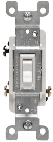 Leviton 15 Amp, 120 Volt, Toggle Framed 3-Way AC Quiet Switch, Residential Grade, Grounding, Quickwire Push-In & Side Wired, 6-Pack, 1453-2WM, White