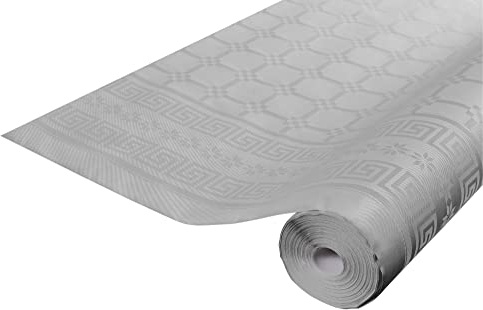 Discount Mariage - Rouleau nappe papier damasse deperlant 25 et 50 métres gris