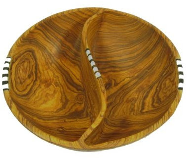 Bois d'olivier divisé Coupelle Bois Snack Bol 20,3 cm 20 cm Commerce équitable