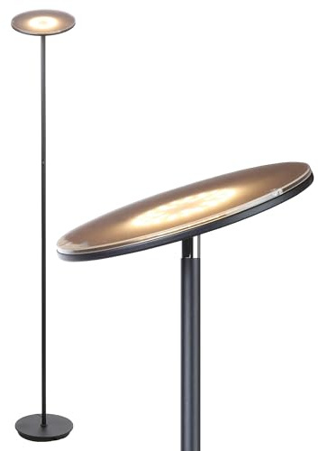 Brightech Sky LED Floor lamp, Torchiere Super Bright Floor Lamp for Living Room Decor & Office - Dimmable, Tall Standing Torch Lamp with Warm Light for Bedroom & Reading - Black