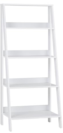 Eden Bridge Designs Scaffale a 4 ripiani, robusto ed elegante, a scaletta, per libreria, libreria multimediale, per casa, ufficio, soggiorno, camera da letto, corridoio, bianco
