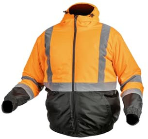 Högert Technik - Arbeitsjacke Herren Oker, Reflektierende Jacke Wattierte, Warn Pilotenjacke Herren, Winddichte Warnjacke mit Polyester-Isolierung, 3 in 1 Jacke, Orange - Größe L
