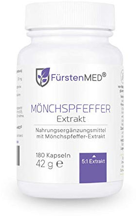 FürstenMED® Mönchspfeffer Kapseln Hochdosiert - 180 Kapseln mit 5:1 Extrakt (20mg = 100mg Mönchspfeffer) - Laborgeprüft, Vegan und ohne Zusatzstoffe