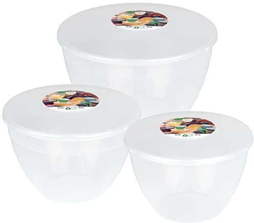 Just Pudding Basins 3 Larger Clear Pudding Basin Bowl Sizes and Lids in 1 Set, 1x 1 5 Pint (850ml), 1x 2 Pint (1 14lt), 1x 3 Pint (1 71lt) Food Safe Plastic Steamer