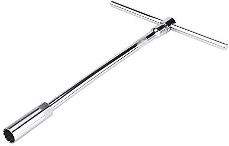 Qiilu 16mm Zündkerzenschlüssel, Chrom Vanadium Stahl T Griff Universalgelenk Zündkerze Steckschlüssel Zündkerzen Entferner Installer Tool