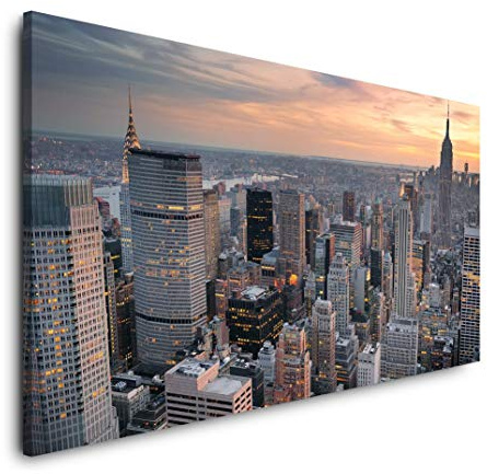 New York Skyline 120x 60cm Panorama Leinwand Bild XXL Format Wandbilder Wohnzimmer Wohnung Deko Kunstdrucke