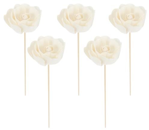 Healifty 5 Pcs Wood Rattan Reed Diffuser Sticks with Shape Head Natural Fragrance Straight Reed Diffuser Aroma Oil Diffuser Rattan Sticks for DIY Crafts