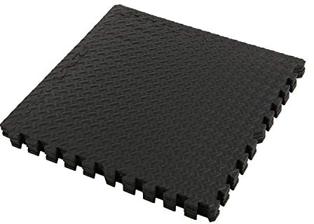 Black Interlocking Soft Foam Floor Mats - 24 Pieces EVA Puzzle Diamond Texture Tiles Protective Flooring Set - Protector, Surface Protection Mat for Gym Fitness Basement Garage, 96 SQ FT