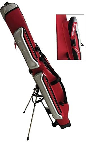 Mistrall Rutenfutteral 3 Fächer rot/Silber versteifte Rutentasche Hardcase Futteral mit Ständer 160cm