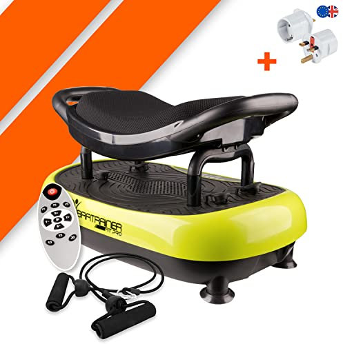 Bonplus BP | Vibration Plate & Exercise Seat | Vibration Platform | 3 Intensity Levels | Remote Control and Elastic Bands Included | Gain Muscle & Improve Circulation | Fitness