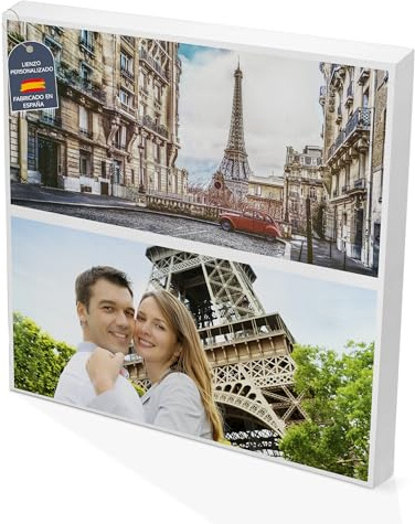 LolaPix Cuadro Personalizado con Foto. Lienzo Personalizado con Foto. Regalo día de la madre o padre. Amazon Fotos. Lienzos Personalizados Collage Fotos con 2 HORIZONTALES