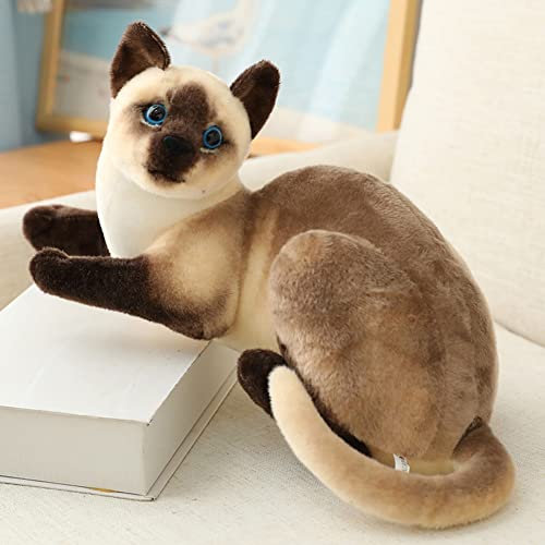 Chat en peluche réaliste, 30cm couché chat en peluche poupée réaliste chat en peluche animal en peluche jouet de dessin animé en peluche chaton figurines danimaux jouets pour enfants femmes cadeau