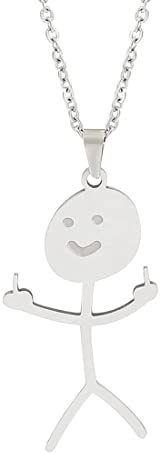 MenYiYDS Silberne Smiley-Finger-Halskette, lustige Graffiti-Halskette, Match-Finger-Anhänger, Gesten-Halskette, Smiley-Anhänger, Halskette für Freunde (Silber)