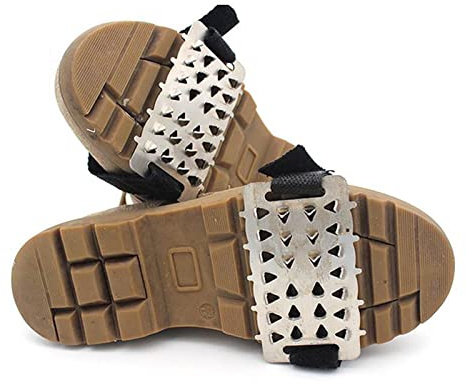 Anti-Rutsch-Eiskrallen-Schuhüberzug, Klettverschluss-gebündelte Eis-Steigeisen, Stahlstollen ohne Angst vor Nagelverlust, Eis-Traktions-Spikes-Greifer für Schuhe und Stiefel (1 Paar) ( Color : 26-teet