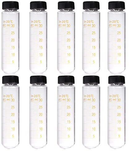 SKYPRO 10 Stück 30 ml Zentrifugenröhrchen mit abgestuftem Glas, Reagenzgläser mit Schraubverschluss, hochtemperaturbeständige Kalibrierungs-Reagenzgläser