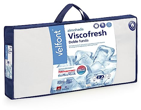Velfont - Almohada viscoelástica Perforada Viscofresh con Doble Funda 100% algodón Termo-regulador (105 cm)