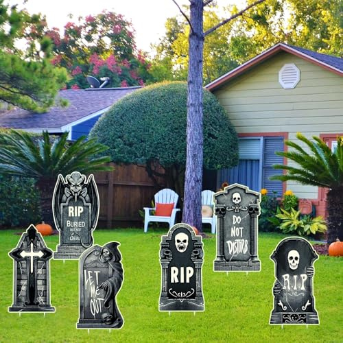 Qunkun Halloween Grabsteine Deko, Halloween Deko Outdoor Grabstein, Halloween Grabstein, Grabstein Dekorationen, Friedhof Deko, Halloween Gruselig Deko, Outdoor Deko Figuren für Halloween