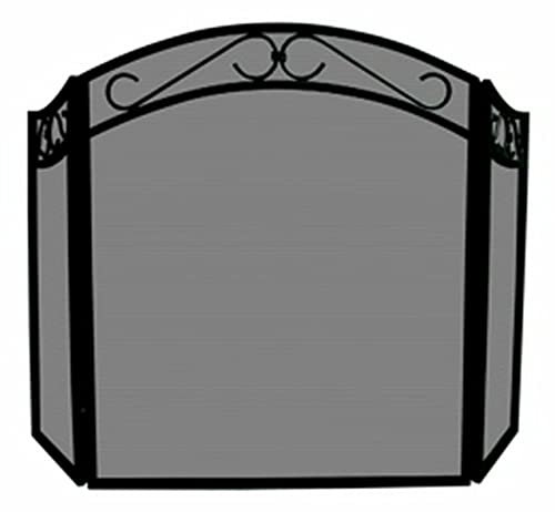 Kaminschirme Schwarzer Kaminschirm aus Schmiedeeisen – 31 HX 51,5 W Kaminschirm Flache Kaminschirme dekorativ