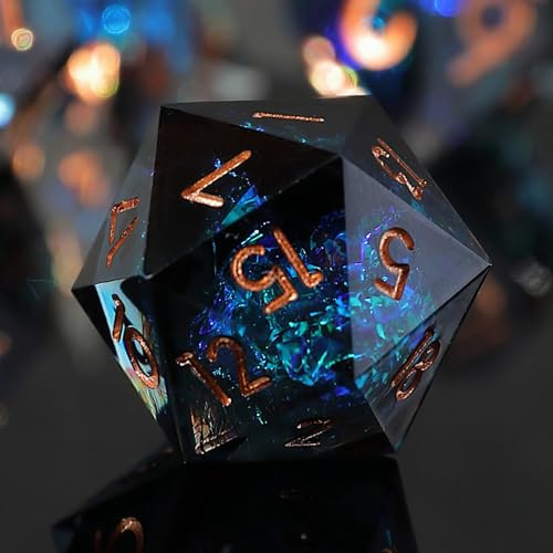 DND Würfel Set 7pcs D4 D6 D8 D10 D% D12 D20 Polyedrische Handgefertigt Kunstharz Scharfkantige D&D Würfel für Dungeons und Dragons Pathfinder Rollenspiele Tischspiele RPG MTG Spiele mit Geschenkbox