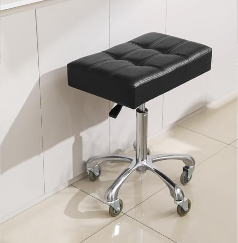 Kaleurrier Heavy Duty Stools with Wheels 400lb Backless Height Adjustable Stool - Rolling Stools Swivel Chair for Counter Bar Salon Office Home Kitchen Lab Clinic (Rolling Casters, Black)