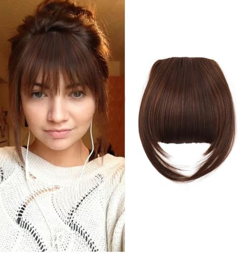 RPAEOY Flequillo Postizo Clip Pinza Extensiones Cabello Natural Sintético Pelo Artificial Franja Frontal Recto