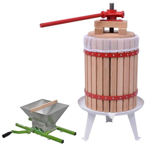 ZEYUAN 2-TLG. Obst- & Weinpresse und Mühle-Set, Saftpresse, Obstpresse, Obstmühle, Apfelpresse, Hydropresse, Obsthäcksler - 277150