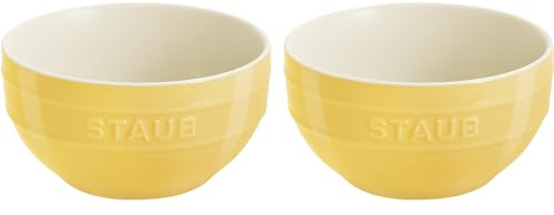 STAUB Auflaufförmchen aus Steingut, Keramik, 2-teilig, groß, universal, Zitronengelb