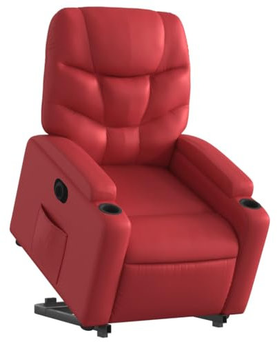 vidaXL Relaxsessel, Sessel mit Aufstehhilfe Elektrisch, Fernsehsessel mit Liegefunktion, Liegesessel Aufstehsessel für Wohnzimmer, Rot Kunstleder