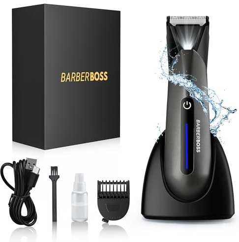 BarberBoss Body Groomer for Men – Groin, Pubic & Ball Hair Trimmer | Waterproof Body Shaver & Men's Pube, Balls Trimmer (QR-2075)