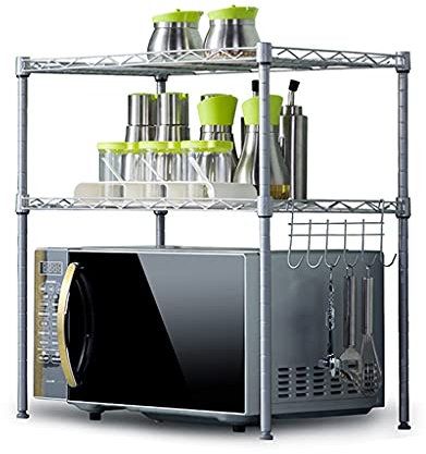 3-stufiges, ausziehbares Mikrowellenregal, großes Fassungsvermögen, Mikrowellenständer mit Stauraum für Küchentheke, Organizer, Druckerständer, Würfelregale, Weiß, 54 x 34 x 58 cm