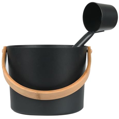 Secchio Di Sauna In Alluminio, Set Di 1/2 Barili Di Sauna, Forniture Per Secchiello Da Bagno Di Vapore, Secchio Di Sauna Con Manico In Legno, Spa, Secchio Di Sauna Finlandese Di Lusso Con