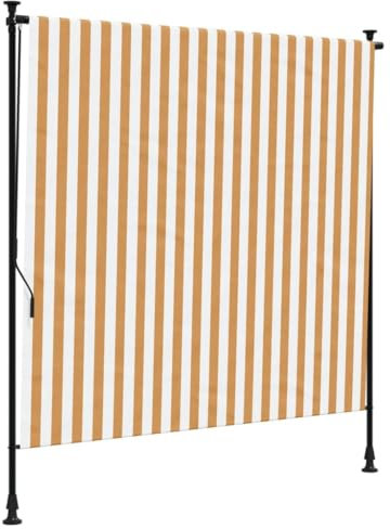 vidaXL Außenrollo Orange und Weiß 150x270 cm Stoff und Stahl