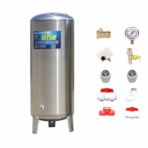 CHZDPP Wasserbrunnen Druckbehälter Haushalt Druckwasserblasentank, Außenbereich Wasserversorgung Drucktank für Bewässerung und Garage, Edelstahl Wassertanks mit Entlüftungsventil (Size : 250L/66Gal)