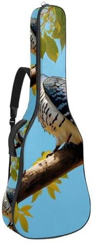 Große schöne Akustikgitarrentasche, wasserdichte Gitarren-Gigbag mit Schwamm-Schutzschicht, mehrere Taschen, Gitarren-Rucksack, niedlicher Kuckuck, mehrfarbig, 42.9x16.9x4.7 in, Gitarrentasche