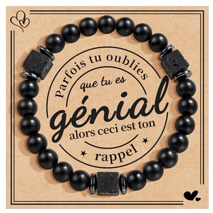 VU100 Bracelet Homme Cadeau Homme Anniversaire pour Lui | Bracelet Pierre Naturelle Cadeau Ado Noel pour Papa Fils Frère Amis