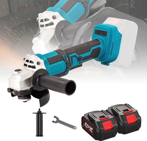 Meuleuse d'angle sans fil sans fil avec rainure Quick-Fix, diamètre de disque de 125 mm, meuleuse d'angle professionnelle sans fil pour meulage (2 batteries)