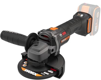 Amoladora angular inalámbrica Worx 20V 115mm | WX815.9 | potencia equivalente a 1000 W, corte 50% más rápido, diseño compacto