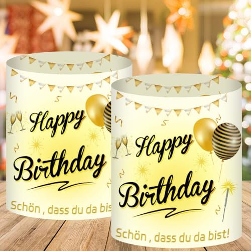 12 Stück Windlichter Tischdeko Geburtstag, Windlicht Tischdeko Happy Birthday, Schön DASS Du Da Bist, Happy Birthday Tischdeko, Deko Geburtstag Kerzen, Geeignet für Teelichter oder Kerzen