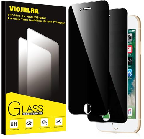 Viojrlra Sichtschutz für iPhone 7/8/SE 2020/SE 2022 Schutzfolie, Anti-Peeping Displayschutz 9H Härte Glas, Anti-Spähen Anti-Kratzer, No Fingerabdruck-ID Unterstützen Schutz Anti-Spy Folie, 2 Stück