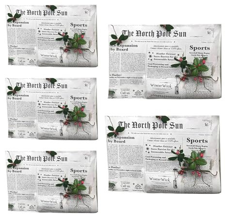 Zeitungspapier Geschenkpapier | 5 Blatt 80 X 100 Cm Nordpol Geschenkpapier Weihnachten | Retro Weihnachtspapier Geschenkpapier | Weihnachtsgeschenkpapier für Die Verpackung Von Weihnachtsschachteln