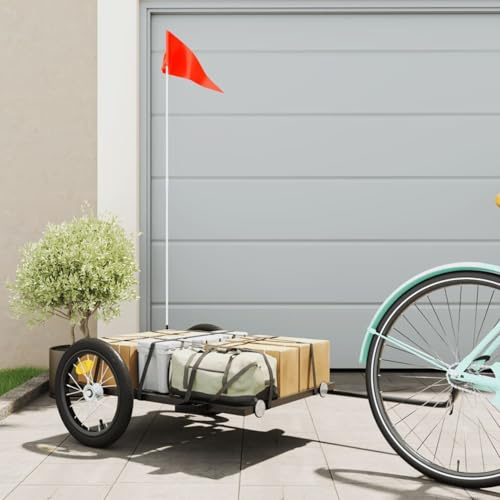 Xichuzi Fahrradanhänger Schwarz 126x63x34 cm Eisen, Fahrrad Anhänger, Lastenanhänger, Handwagen, Fahrrad-lastenanhänger, Lastenfahrrad - 94205
