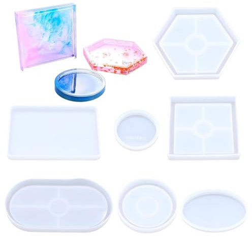 7 Stücke Set silikonform Tablett, Silikonform Untersetzer, Silikonformen für Beton Gießform, Heimdekoration, Haushaltsküchengeschirr-Tabletts zum Selbermachen