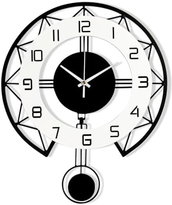 Large Wall Clock for Living Room, Silent Non-Ticking Swing Clock, Battery Operated, High-Gloss Paint Finish Metal Frame Modern Wall Clocks for Kitchen, Bedroom, Office, Home Decor (Round 50cm/20)