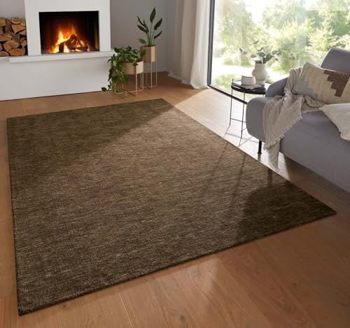 Taracarpet Teppich Vanessa Wool Gabbeh Loom Wollteppich strapazierfähiger Schurwollteppich fürs Wohnzimmer, Schlafzimmer und Esszimmer braun 200x290 cm