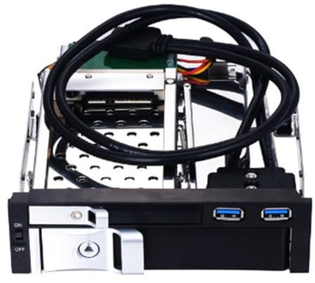 Rtauhife Carcasa Interna para Disco Duro de Doble Ranura de 5,25 Pulgadas Carcasa SATA HDD/SSD de 2,5+3,5 Pulgadas Diseño Sin Herramientas con 2 Cerraduras de Seguridad