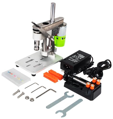 RATTMMOTOR DIY Benchtop Drilling Machine 110V-220V, Mini Desktop Variable Speed Drill Press 12mm Stroke, 3000RPM 795 Motor with Bench Vise Clamp, ER11 Collet for CNC Machining