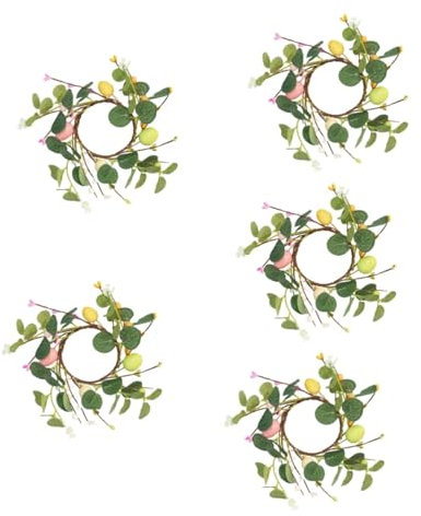 Gatuida 5stücke Easter Candle Wreath Mit Künstlichem Eukalyptus Und Bunten Ostereiern Dekorativer Für Festliche Anlässe Für Küche Und Ostern-Dekoration