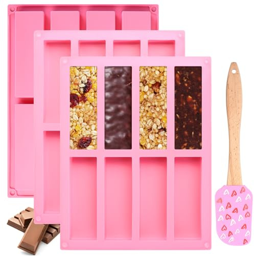 McBlast 3 Stück Müsliriegel Silikonform 8 Mulden Antihaft | Ideal für Brownies, Käsekuchen, Muffins und Energieriegel. Einfaches Entformen, spülmaschinenfest.