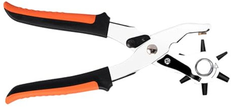 Rotary Leather Punch, Heavy Duty Watch Strap Punch, Leather Belt Puncher, Red, Heavy-Duty Construction, Multi-Size Hole Options for Belt Fabric Watch Strap Backpack Shoes Saddles Canvas